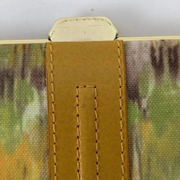 476. EUC Lodis Retro Inspired Green Yellow and Brown Vegan Leather Wallet/Clutch - Picture 6 of 7